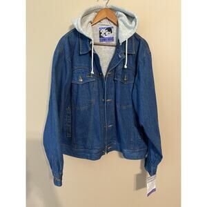 Vintage Todays News Men’s Denim Sweatshirt Bomber Jacket Size Large NWT